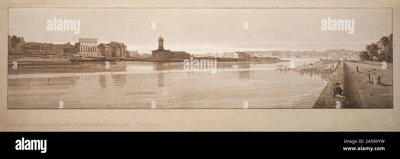 Una selezione di venti tra le più pittoresche vedute di Parigi: Vista del villaggio di Chaillot, &amp;c presa dal Pont de la Concorde, 1802. Foto Stock