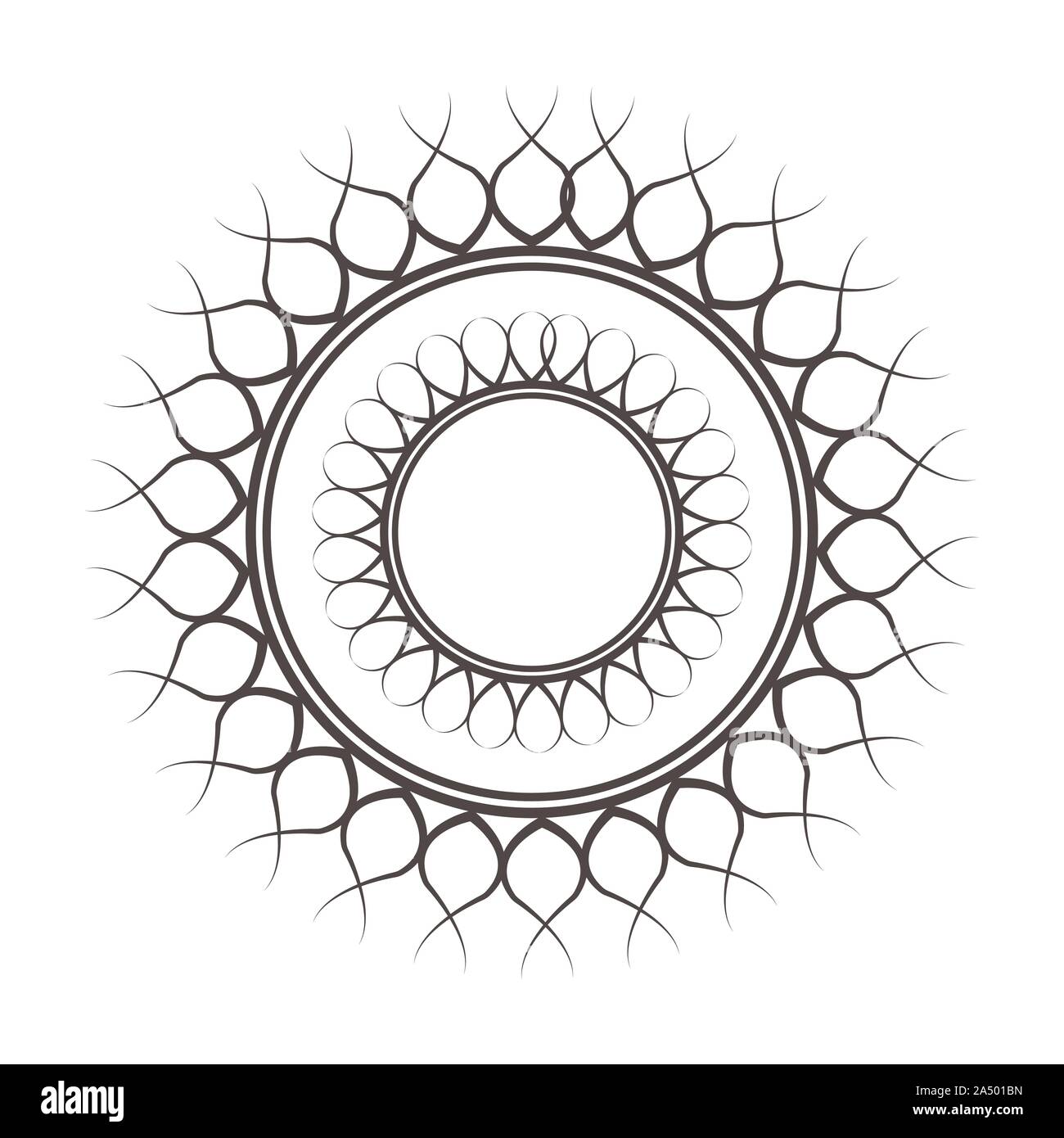Modello circolare in forma di mandala per Henna, tatuaggi, decorazione. Ornamento decorativo etnica in stile orientale. Libro da colorare pagina. Illustrazione Vettoriale