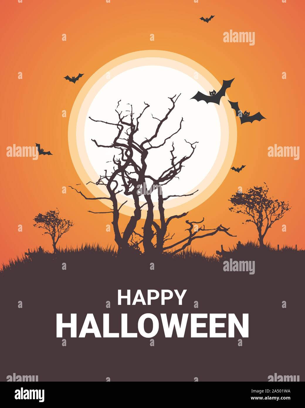 Happy Halloween Poster. Illustrazione Vettoriale. Illustrazione Vettoriale