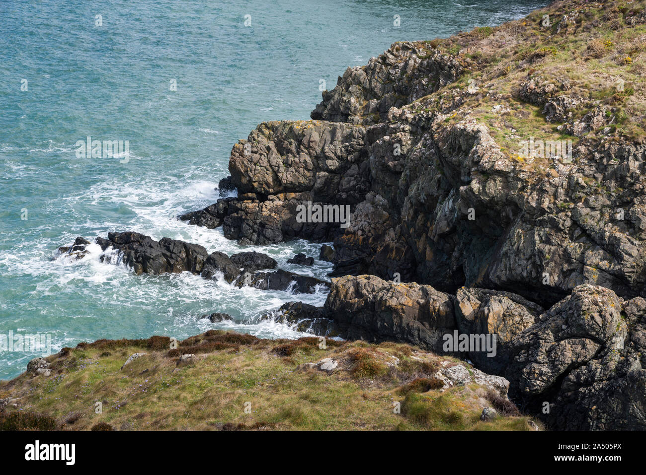 Strumble Head vicino a Fishguard in Il Pembrokeshire Coast National Park, il Galles. Foto Stock