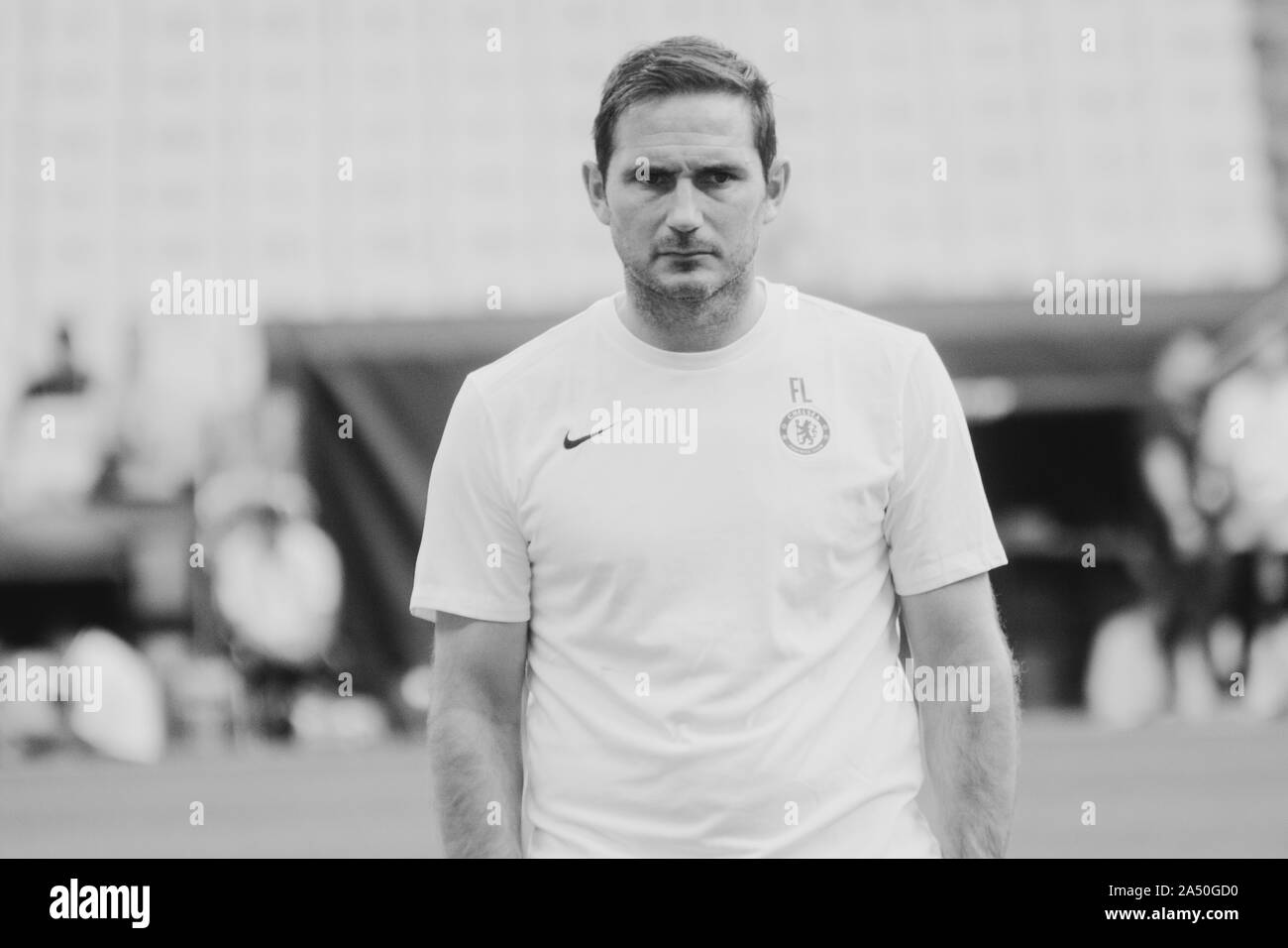 Istanbul, Turchia - 13 agosto 2019: Legend Frank Lampard un manager (CT) del Chelsea FC sul campo nel pre-partita prima della formazione di UEFA S Foto Stock
