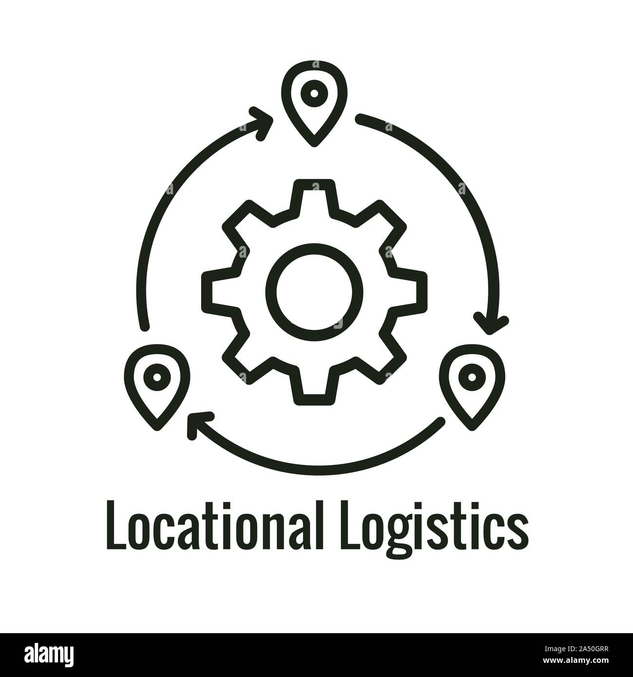 Icona di logistica che mostra il movimento da 1 posto alla successiva Illustrazione Vettoriale