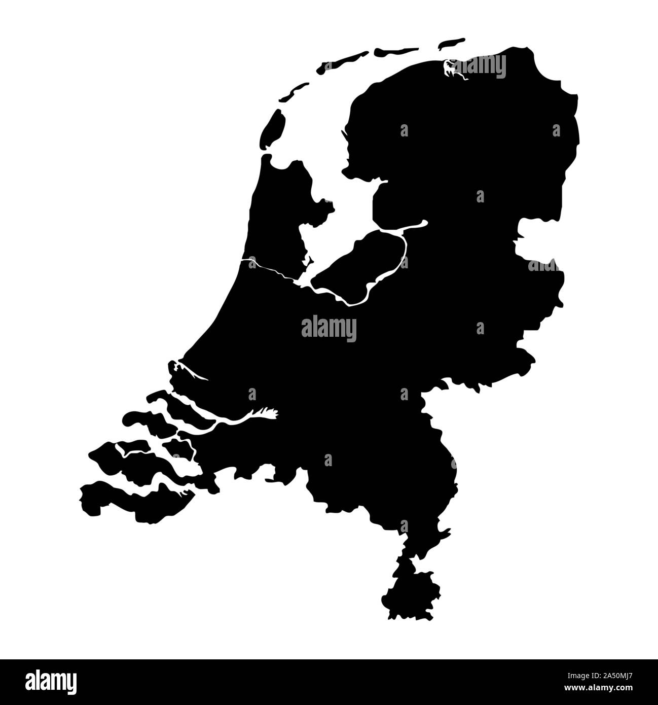 Paesi Bassi silhouette mappa Illustrazione Vettoriale