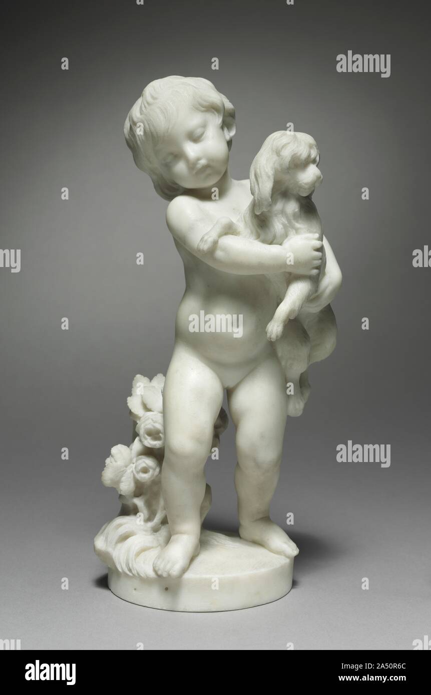 Un amore fedele, 1800s. Queste statuette rappresentano i contrapposti spettri di amore -- volubile e fedeli -- sia ritratto da Cupido. Volubile amore distrattamente gioca con una farfalla, un simbolo dell'attimo fuggente. Al contrario, l amore fedele è accompagnata da un cane, la Ultimate compagno fedele. Queste opere sono state originariamente creduto di essere per mano di Augustin Pajou, perché le opere sono firmate e fece quasi identico sculture. Tuttavia, a causa del poco maldestra esecuzione e scomoda scala delle firme, il museo ora ritiene che le statuette di sono state create da un altro Foto Stock