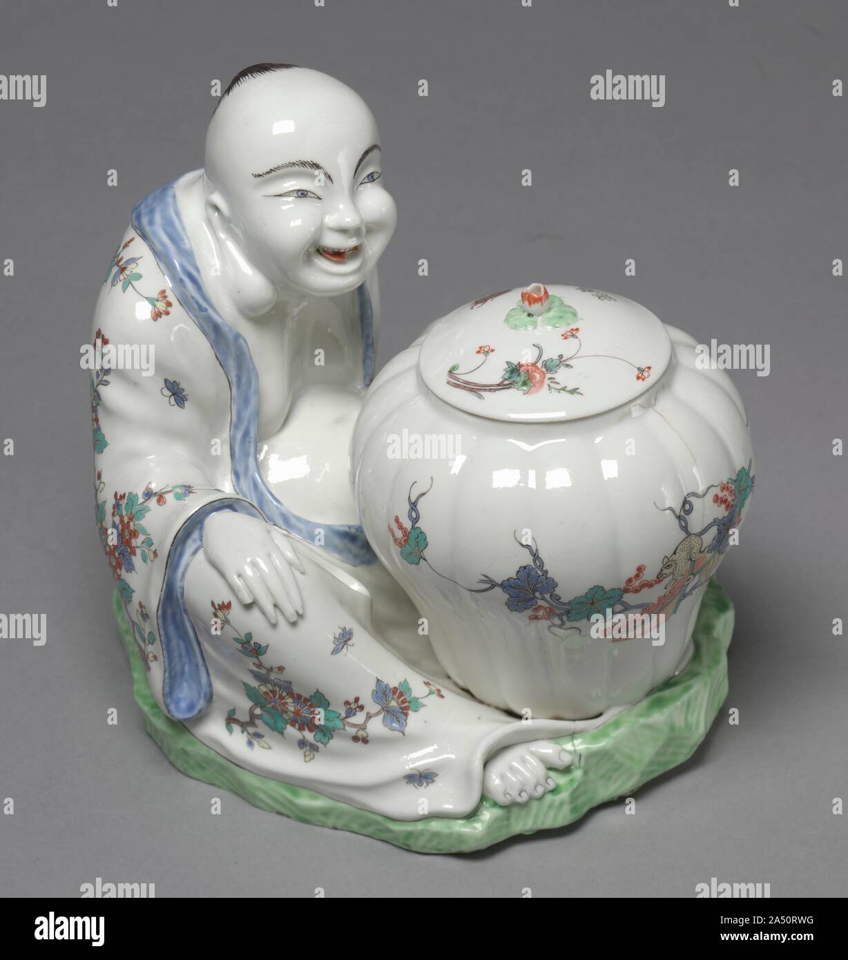 La figura di Budai o Hotei con jar, c. 1735- 1740. Foto Stock