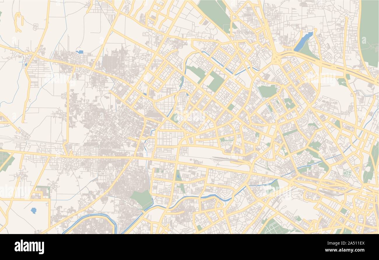 Versione stampabile cartina stradale di Delhi, Stato di Delhi, India. Mappa modello per uso aziendale. Illustrazione Vettoriale