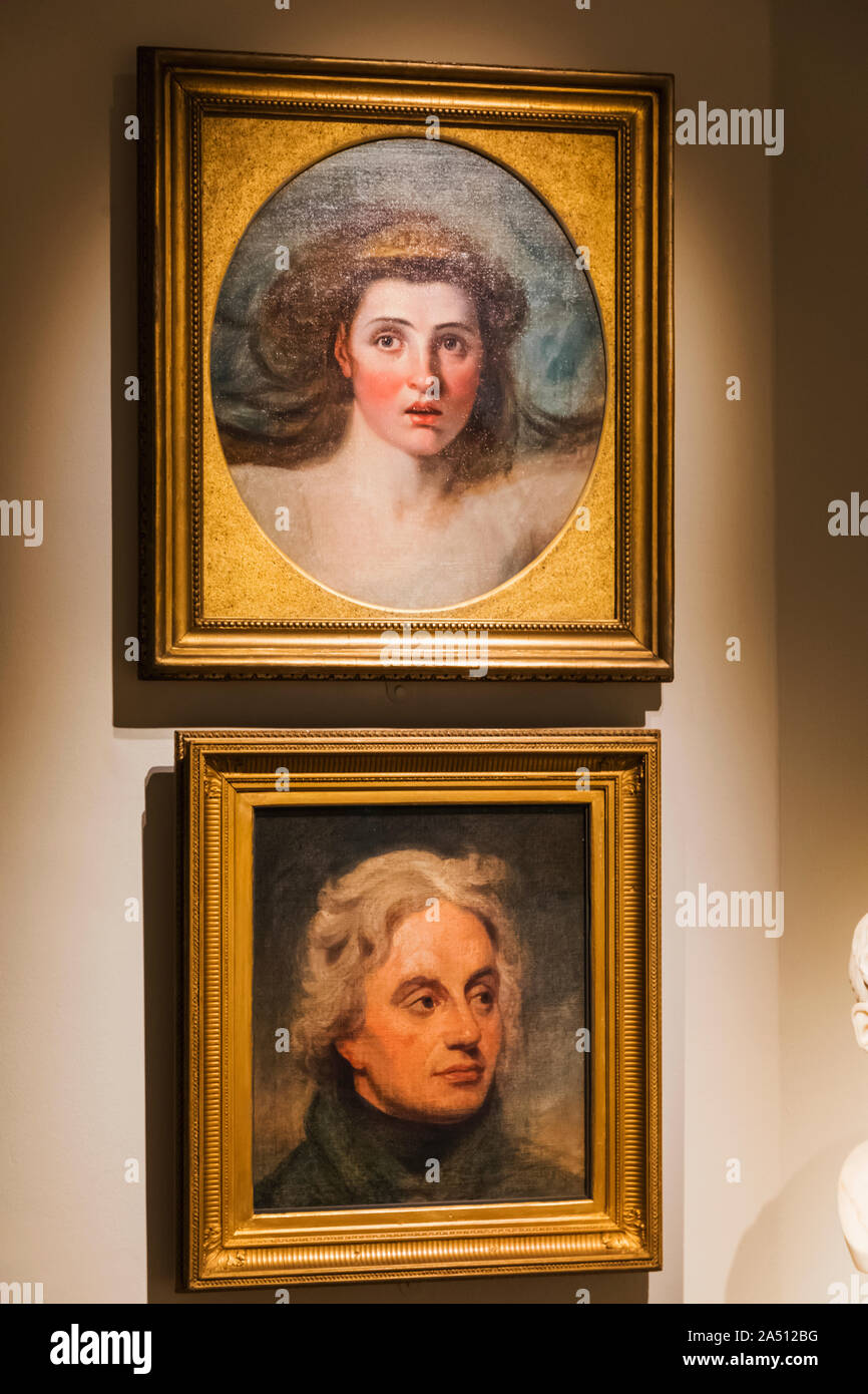 Inghilterra, Londra Greenwich, Queen's Casa Museo e Galleria d'arte, i ritratti del famigerato amanti Lady Emma Hamilton e vice ammiraglio Horatio Nelson Foto Stock