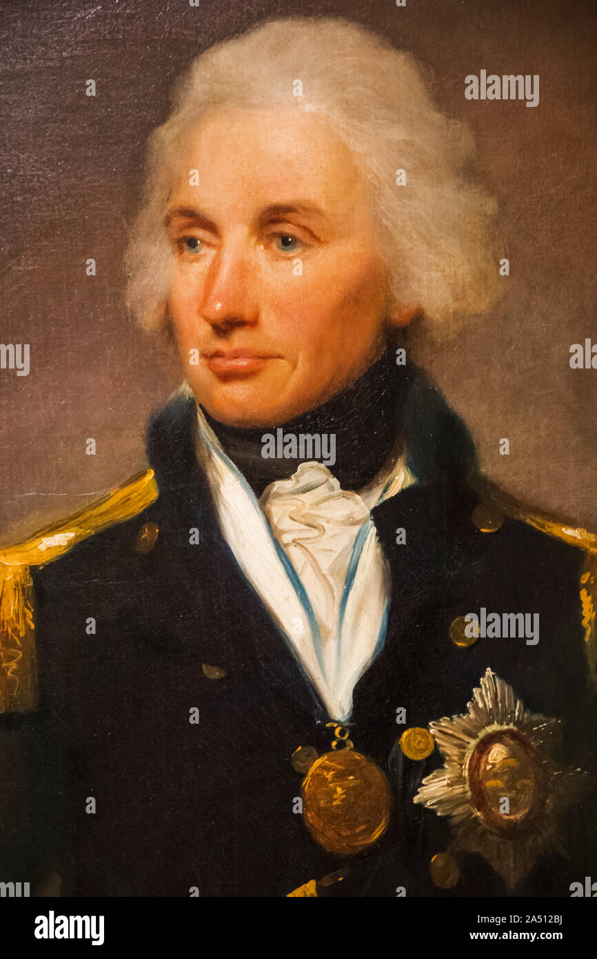 Inghilterra, Londra Greenwich, Queen's Casa Museo e Galleria d'arte, Ritratto Vice-Ammiraglio Horatio Nelson da Francis Lemuel Abbott datata 1798 Foto Stock