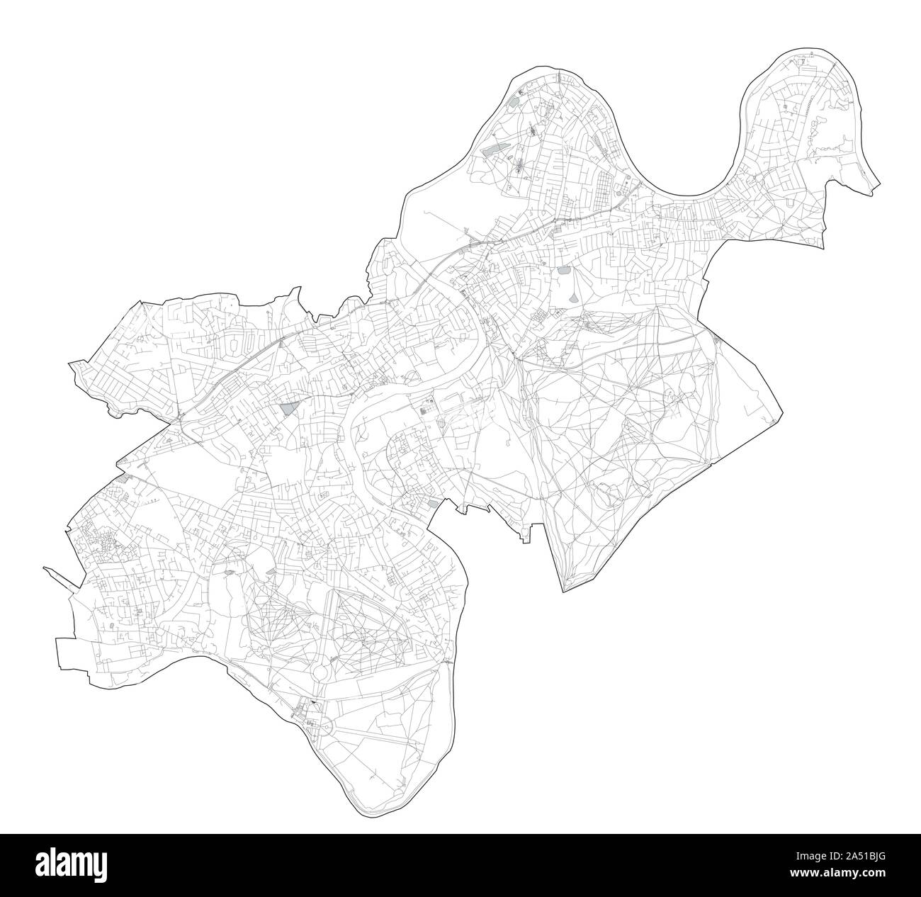 Vista satellitare del London Boroughs, mappa e strade di Richmond upon Thames borough. Inghilterra Illustrazione Vettoriale