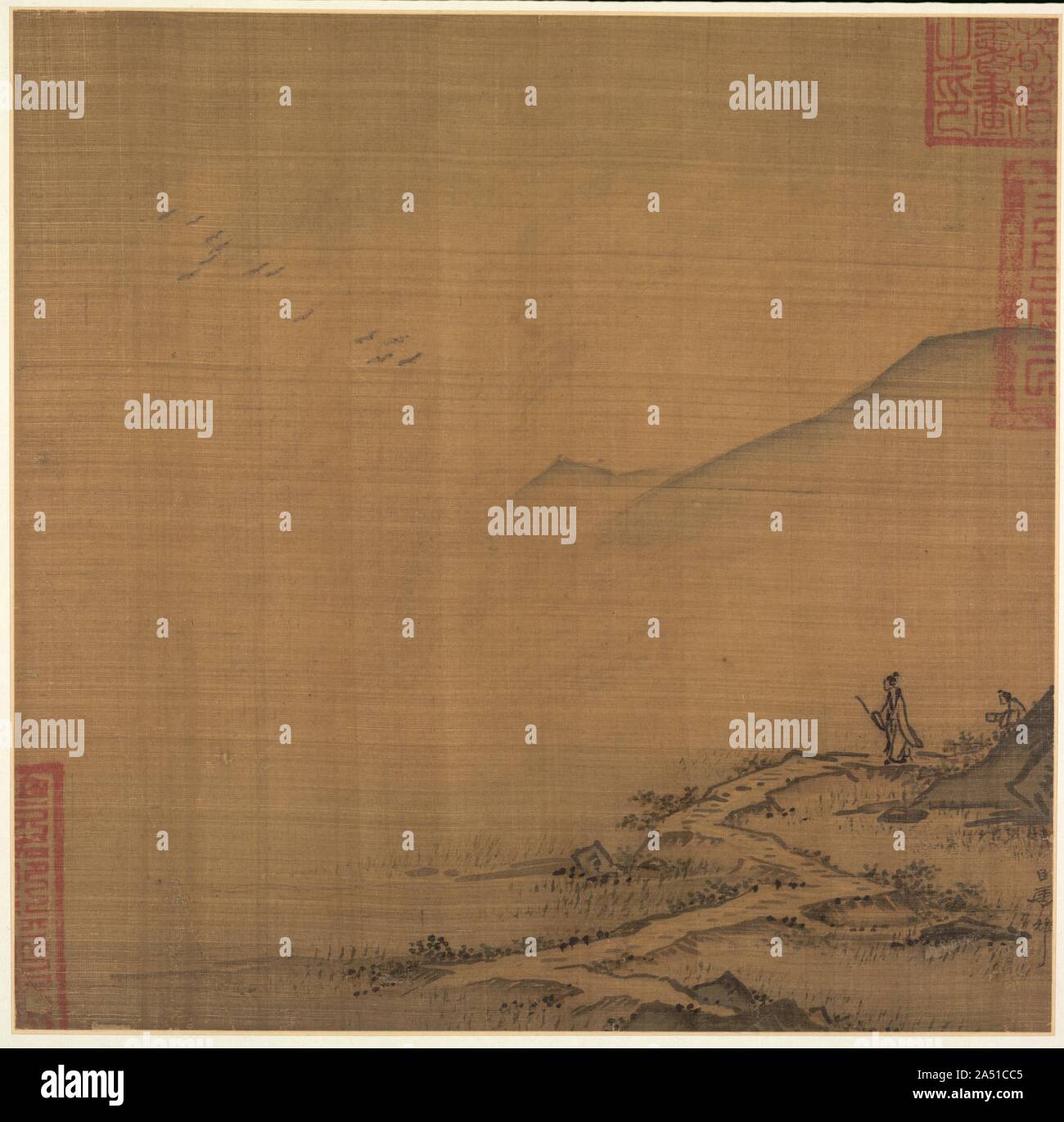 Paesaggio con battenti Oche, mid-1200s. Foto Stock