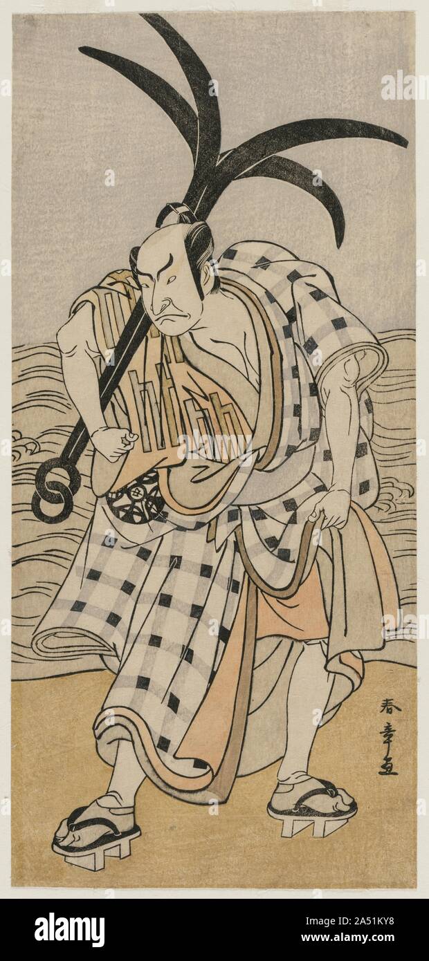 Nakamura Nakazo I come un Townsman tenendo un ancoraggio, c. 1780. Foto Stock