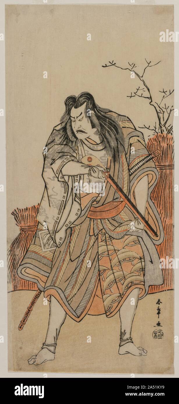 Nakajima Kanzaemon come un Signore dissimulata come un cacciatore con un fucile, c. primi 1780s. Foto Stock