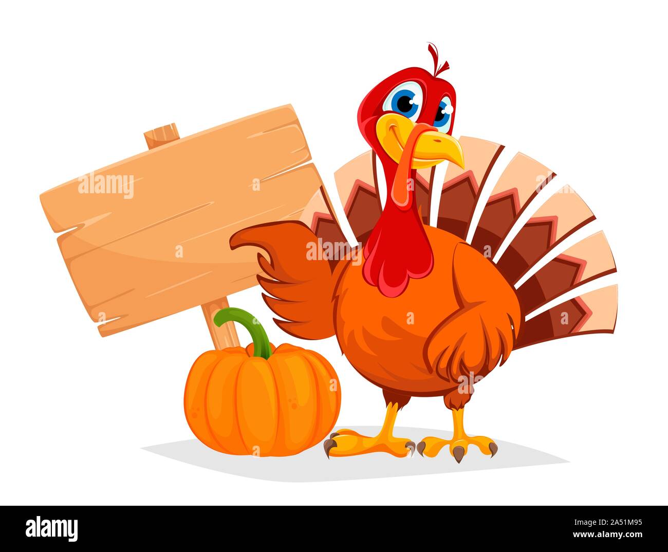 Felice ringraziamento, biglietto di auguri, poster e volantini per la vacanza. Ringraziamento turchia puntando su legno segno vuota. Illustrazione Vettoriale con maple leav Illustrazione Vettoriale