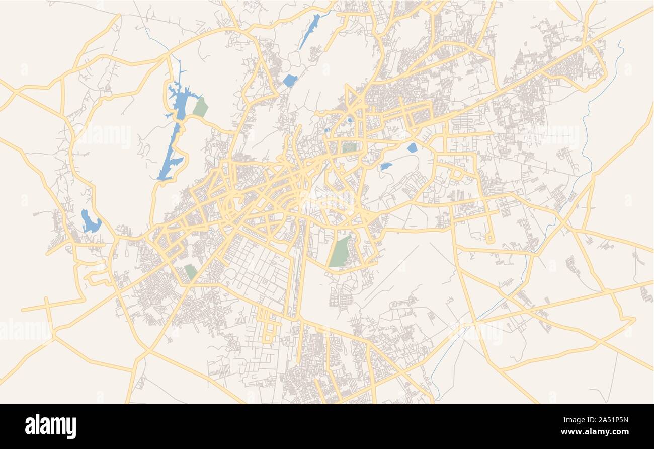 Versione stampabile cartina stradale di Jodhpur, stato del Rajasthan, India. Mappa modello per uso aziendale. Illustrazione Vettoriale