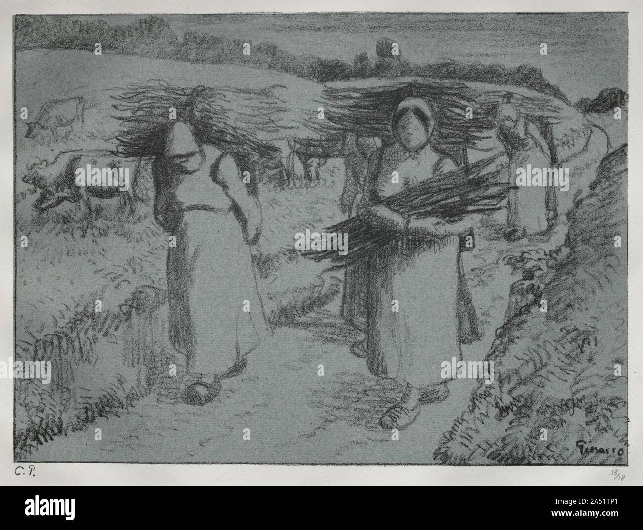 I contadini che trasportano Fagots, c. 1896. Foto Stock