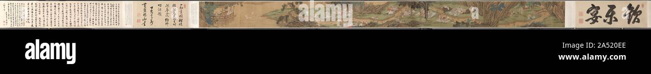 La purificazione presso il padiglione delle orchidee, 1671. Questo dipinto si registra un evento storico nell'anno ANNUNCIO 353. Durante la primavera Festival di purificazione il terzo giorno del terzo mese del calendario cinese, 42 gli studiosi si sono riuniti presso il padiglione delle orchidee nei pressi di Shaoxing nel sud-est della Cina a comporre poesie e impegnarsi in un concorso potabile. Bicchieri di vino sono stati fatti galleggiare verso il basso un avvolgimento creek come gli uomini seduti lungo le sue rive; ogni volta che un bicchiere fermo, quella più vicina alla coppa aveva per svuotarlo e scrivere una poesia. Alla fine della giornata il calligrafo Wang Xizhi assemblato 37 poesie e ha scritto la prefazione del Orchid Pa Foto Stock