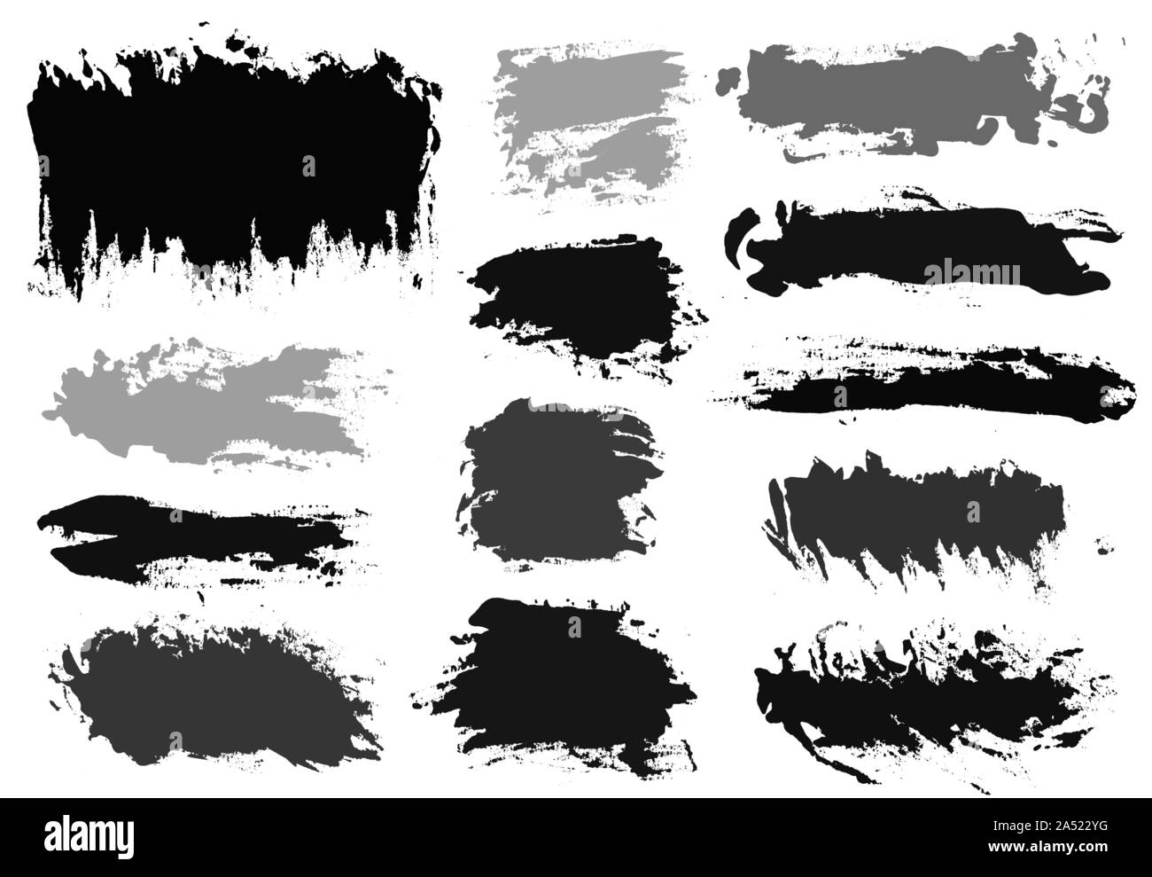 I tratti di pennello. Pennello vettoriale set. Grunge gli elementi di design Illustrazione Vettoriale