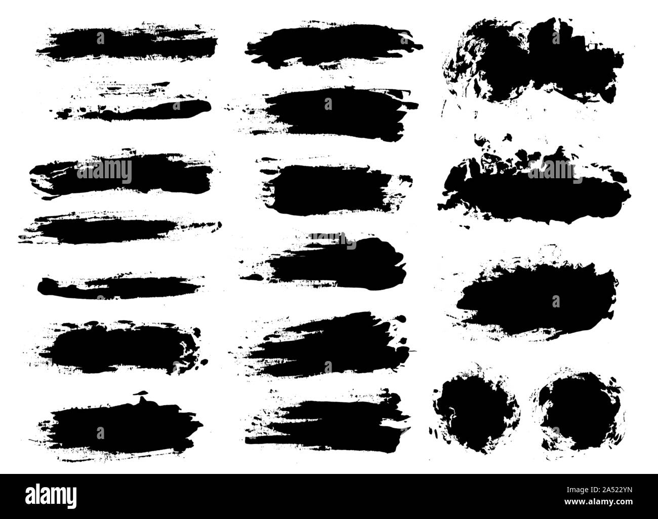 I tratti di pennello. Pennello vettoriale set. Grunge gli elementi di design Illustrazione Vettoriale