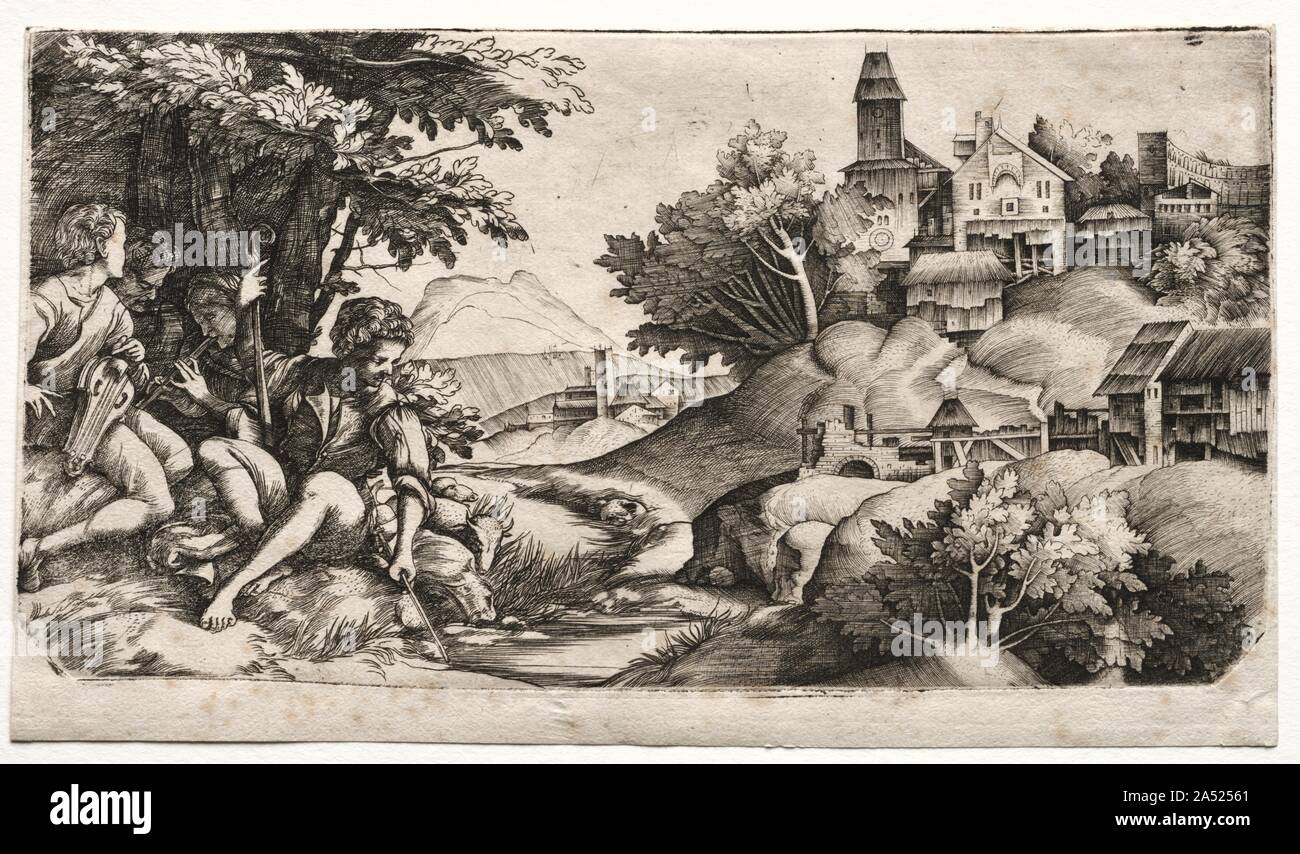 I pastori in un paesaggio, c. 1517. Foto Stock