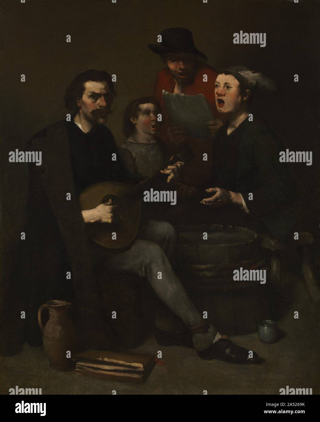 Cantanti, 1863-1868. Ribot ha partecipato a un lasco definita movimento artistico conosciuto come "realismo", che ha cercato di dipingere la vita grintoso degli operai e dei contadini. Spesso di colore scuro e tetro dell'umore, realista dipinti concentra la propria attenzione su problemi sociali. Poveri cantanti come questi potrebbero essere visti per le strade di Parigi, ma immagini di tali cantanti erano già una lunga tradizione di tema nella storia dell'arte. Foto Stock