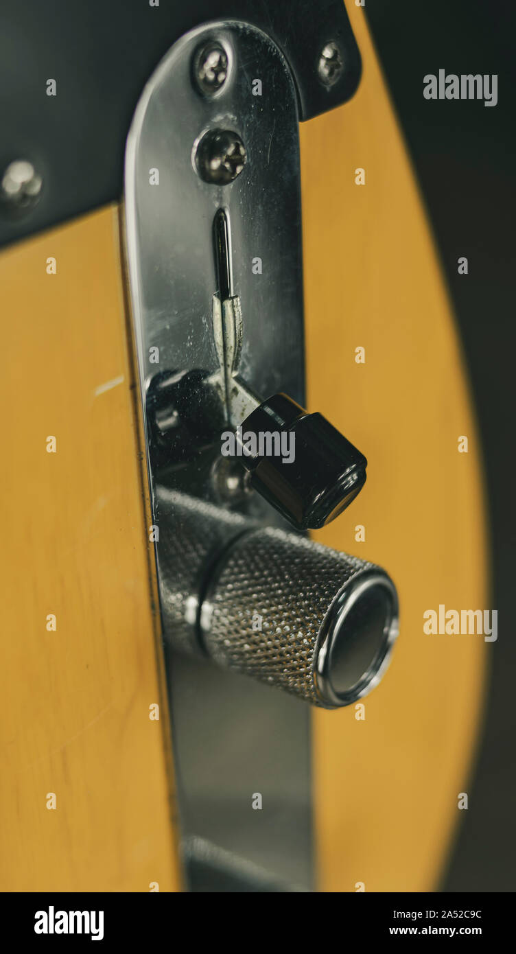 Volume ruota a pale e la leva del cambio di una bionda toffee standard American classic chitarra elettrica Foto Stock