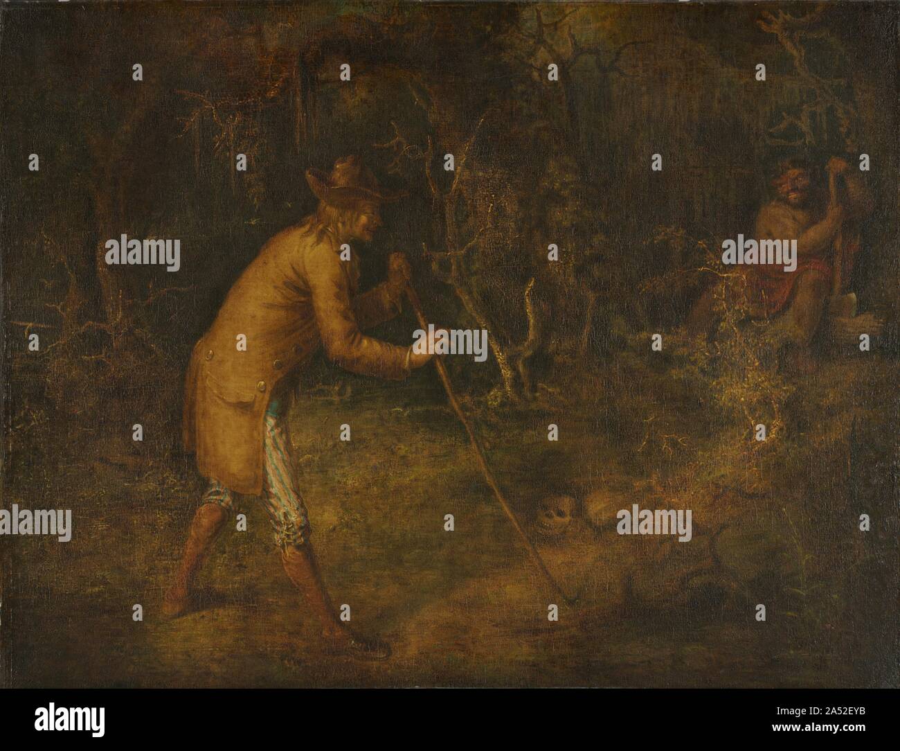 Il Diavolo e Tom Walker, 1856. Un eccentrico e uomo irascibile, John Quidor raggiunto la fama in tutta la sua vita per i dipinti di banner e motori Fire, nessuno dei quali sopravvivere. Oggi è ricordato per una serie di fantastiche, grottesche basato sulle storie di Washington Irving (1783-1859)-una serie il cui stile esuberante differisce dall'esecuzione generale del genere americano dipinti, che tendono ad essere più sottovalutato in stato d'animo e realistica in stile. Il Diavolo e Tom Walker appartiene a questo gruppo di curiosi di opere. Esso raffigura una scena da Irving di racconti di viaggio (1824), in cui Tom Walker Foto Stock