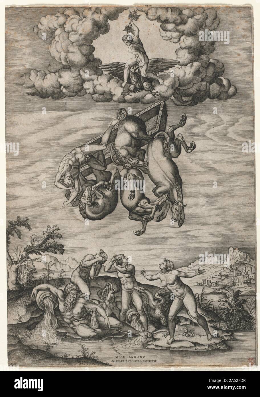 La caduta di Fetonte, c. 1545. La composizione originale per la caduta ...
