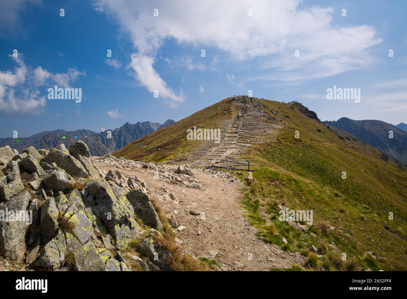 Parco nazionale dei Alti Tatra, Polonia. Pamoramic vista delle montagne paesaggio. Zakopane, Park Narodowy Wysokie Tatry. Alti Tatra. Świnicka (Svinic Foto Stock