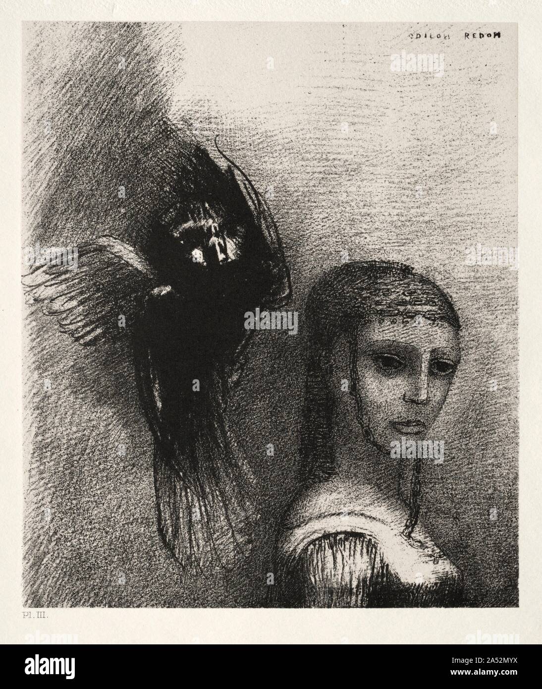 La tentazione di San Antonio (prima serie): E un grande uccello, discese dal cielo, scaglia stessa contro il punto più alto dei suoi capelli, 1888. Foto Stock