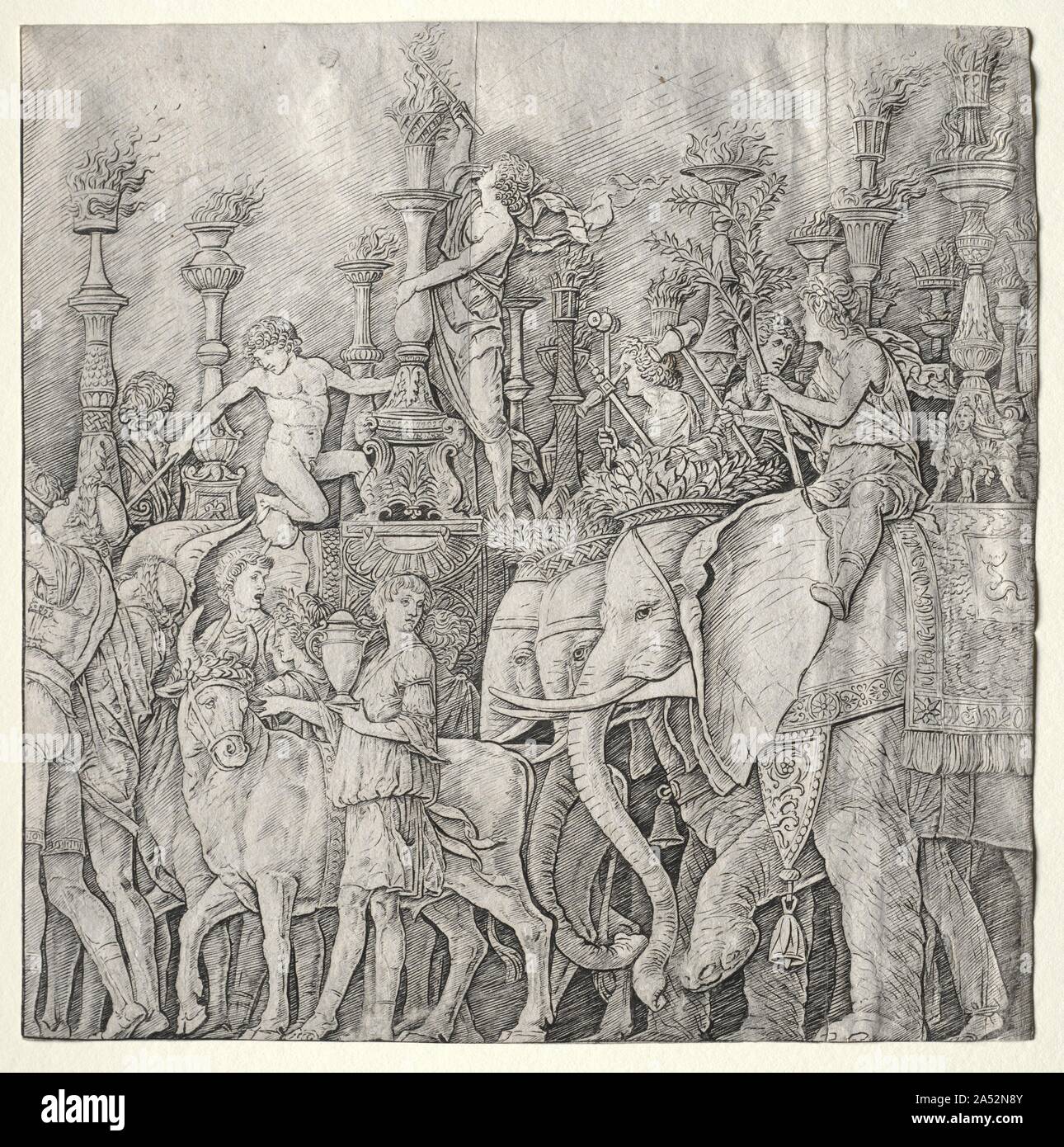 I Trionfi di Cesare: elefanti, c. 1485-1490. Foto Stock