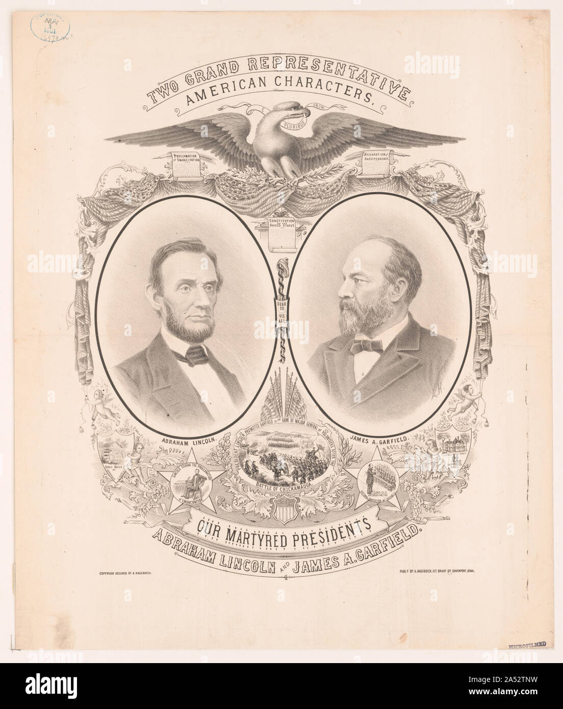 Due grand rappresentante. American caratteri, la nostra martoriata presidenti. Abraham Lincoln e Garfield Foto Stock