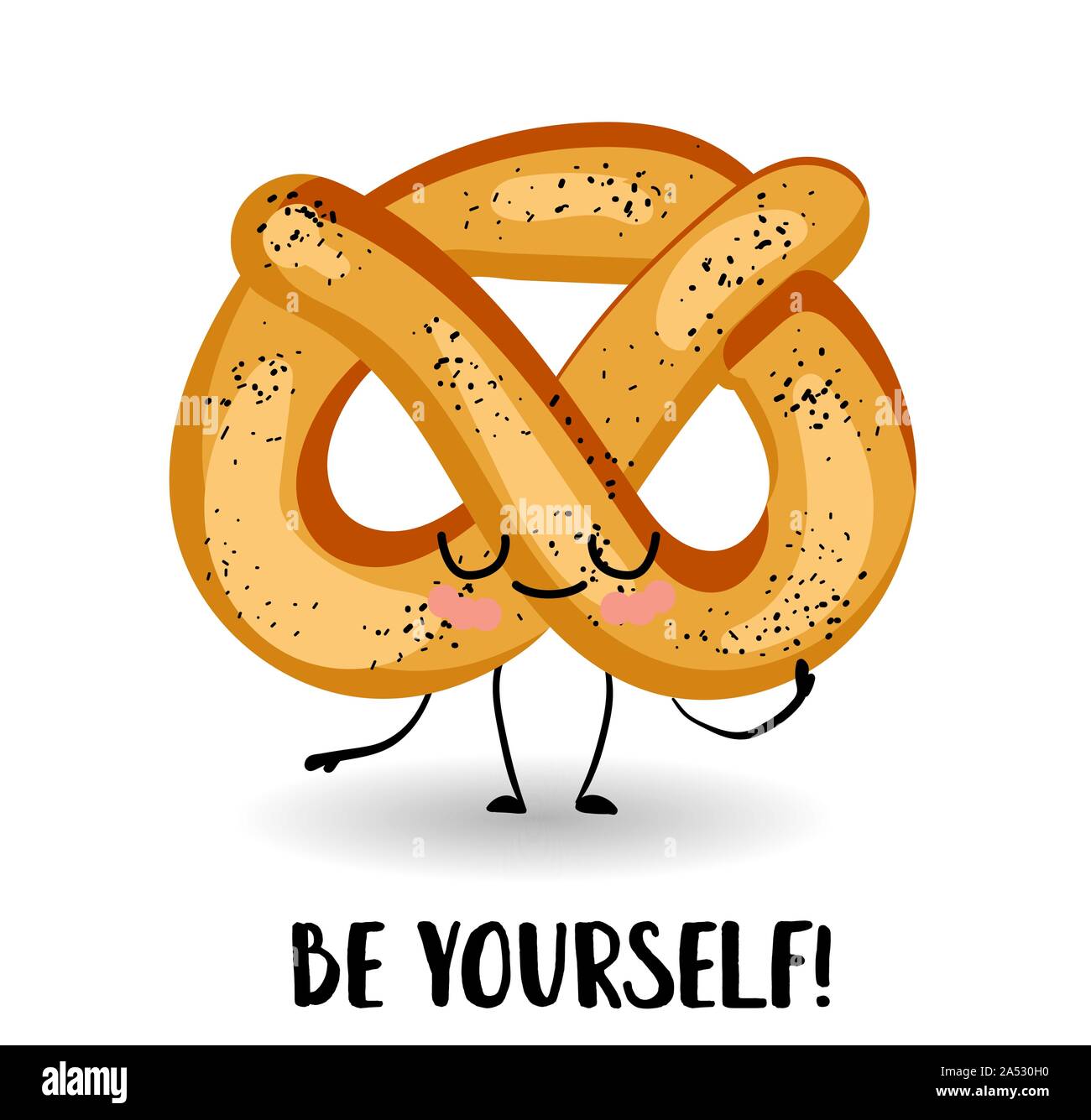 Pritzel tedesco. Prodotti di pane. Bun. Essere se stessi la cartolina. Illustrazione Vettoriale