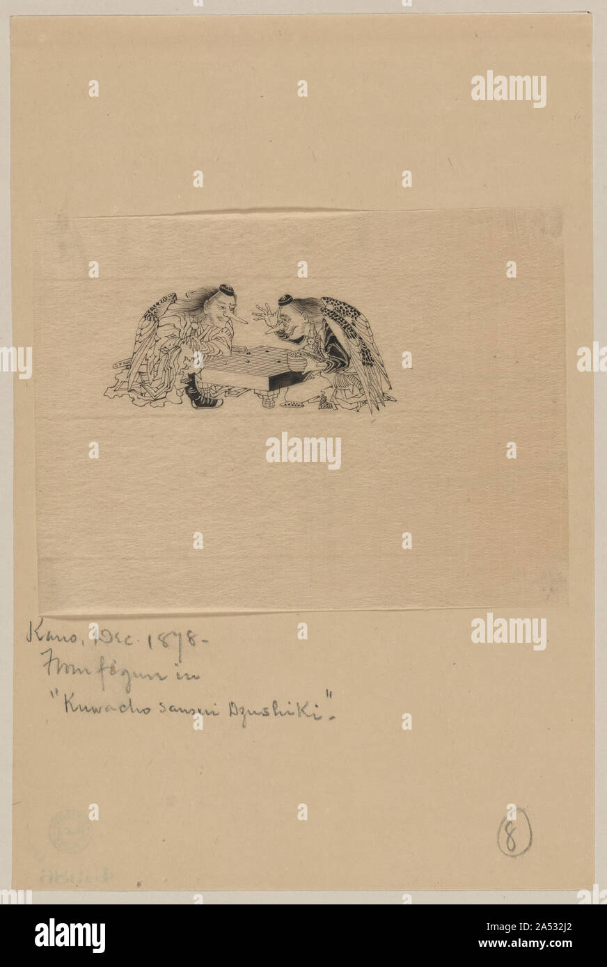 Due uomini con lunghi nasi giocando a un gioco di go Foto Stock