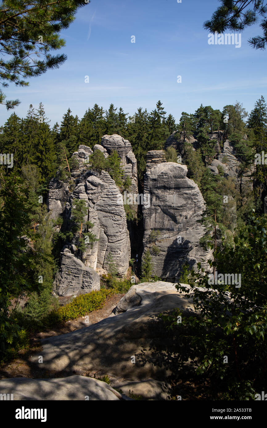 Prachovské skály - Il Paradiso Boemo (Český ráj), Repubblica ceca, terra di foreste di roccia e la bellissima natura Foto Stock