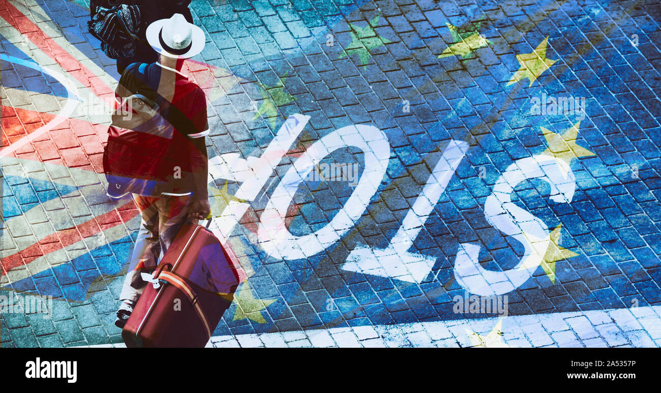 Brexit, viaggi, turismo, Coronavirus, Covid 19, quarantena, divieto di viaggio... immagine concettuale. Foto Stock