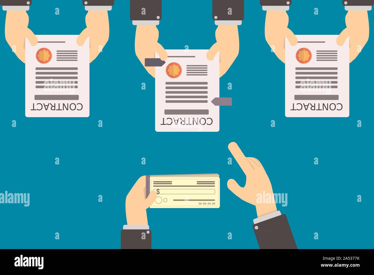 Selezione del contratto in concorrenza di aziende per accordo commerciale Foto Stock