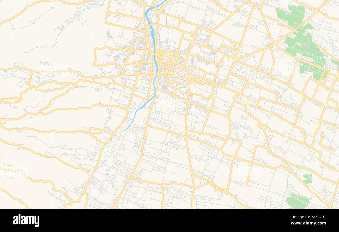 Versione stampabile cartina stradale di Kediri, provincia East Java, Indonesia. Mappa modello per uso aziendale. Illustrazione Vettoriale