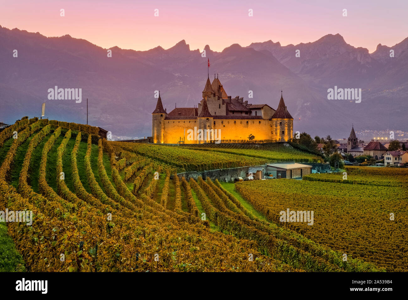 Chateaux Aigle, Vaud, Svizzera, Europa Foto Stock