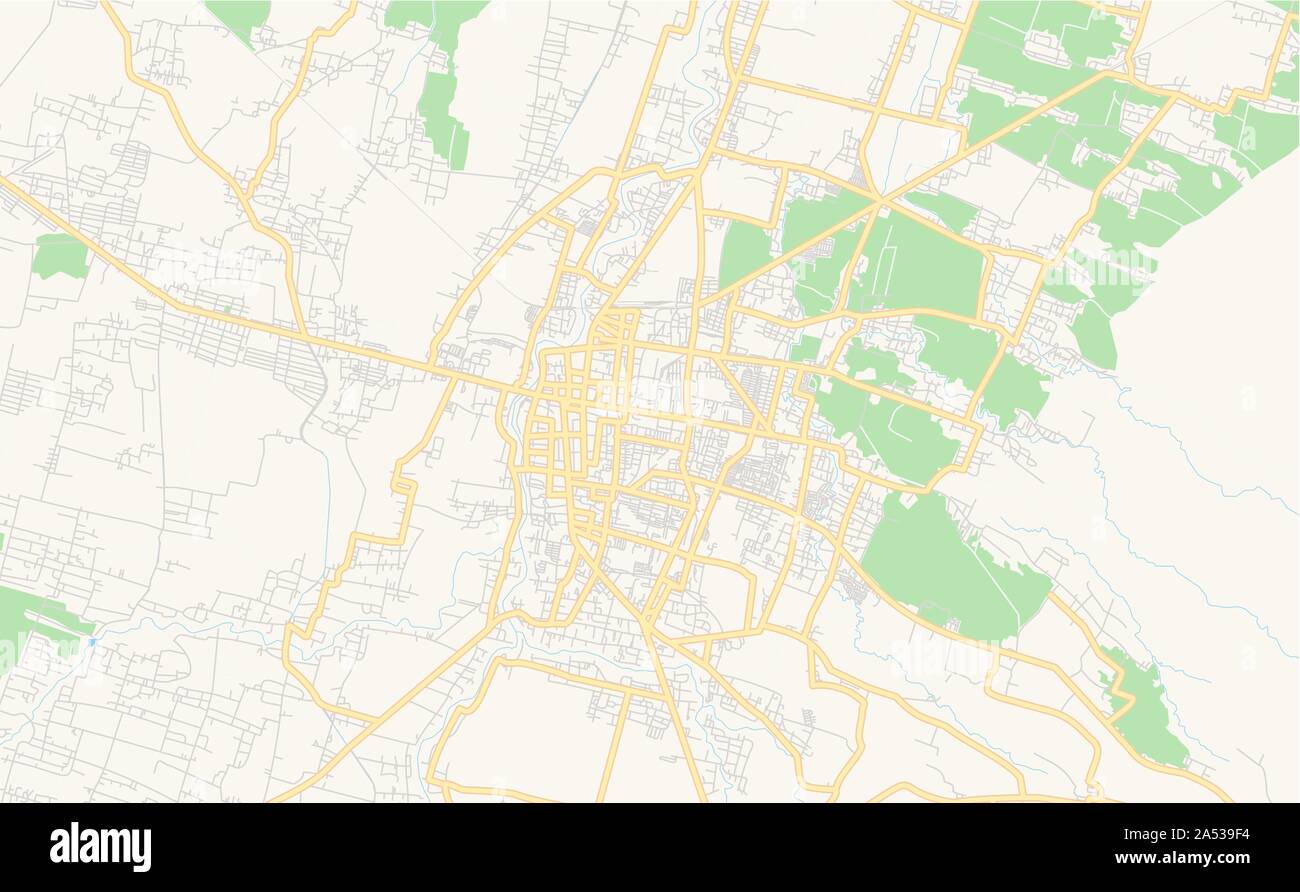 Versione stampabile cartina stradale di Madiun, provincia East Java, Indonesia. Mappa modello per uso aziendale. Illustrazione Vettoriale