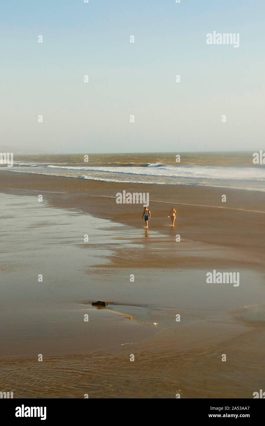 La spiaggia di Sidi Kaouki vicino a Essaouira. Il Marocco Foto Stock