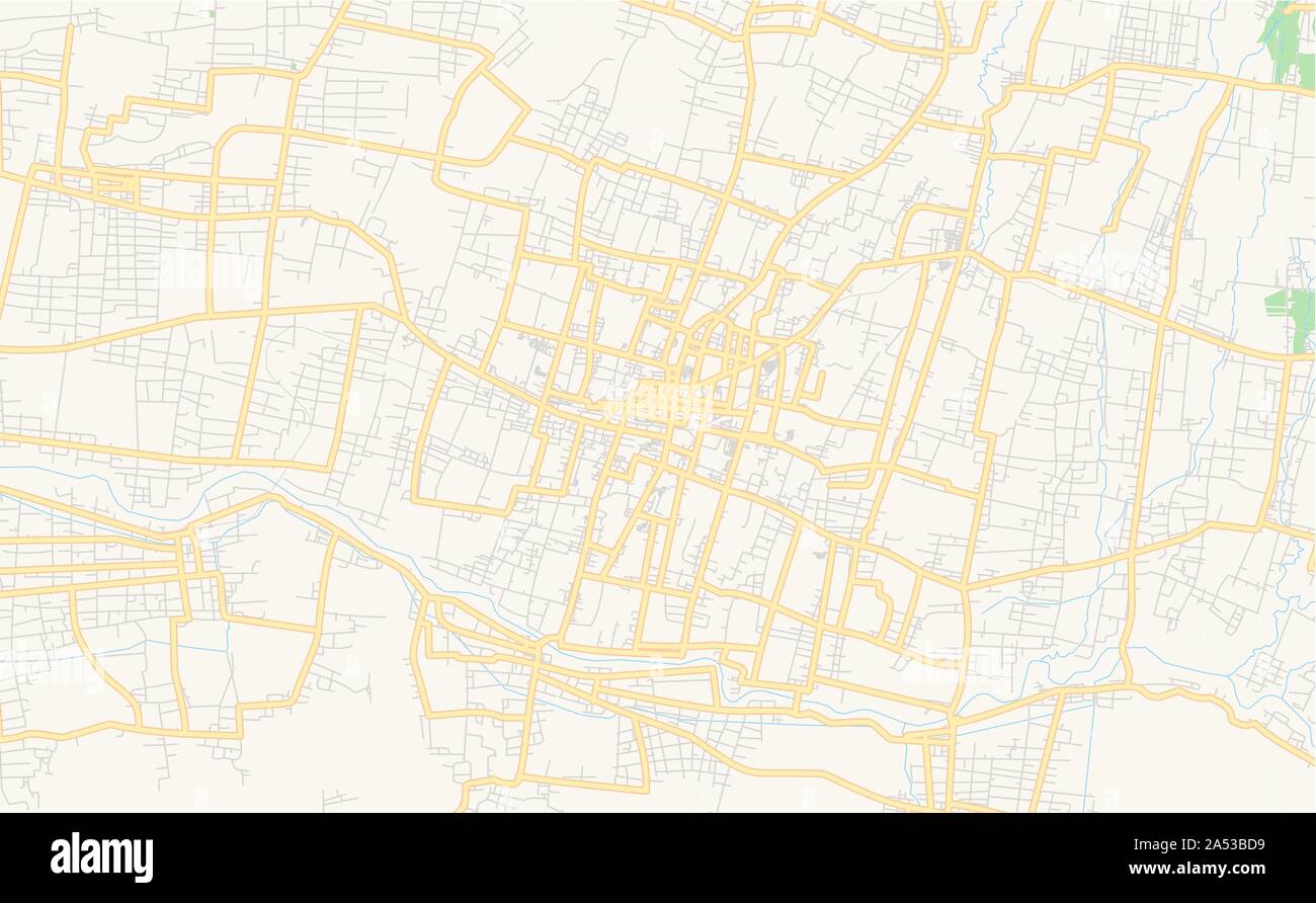 Versione stampabile cartina stradale di Blitar, provincia East Java, Indonesia. Mappa modello per uso aziendale. Illustrazione Vettoriale