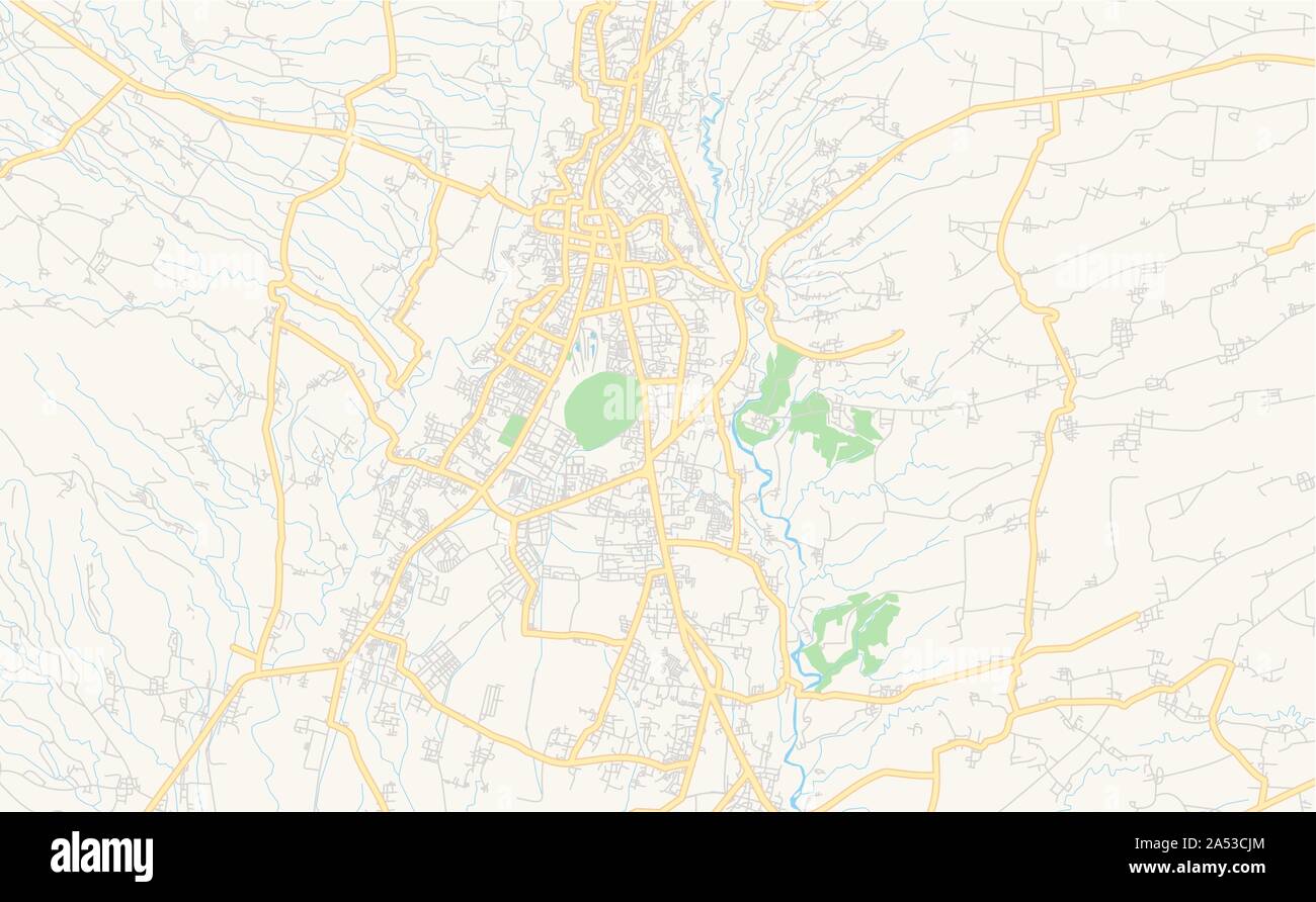 Versione stampabile cartina stradale di Magelang Provincia, Giava centrale, Indonesia. Mappa modello per uso aziendale. Illustrazione Vettoriale