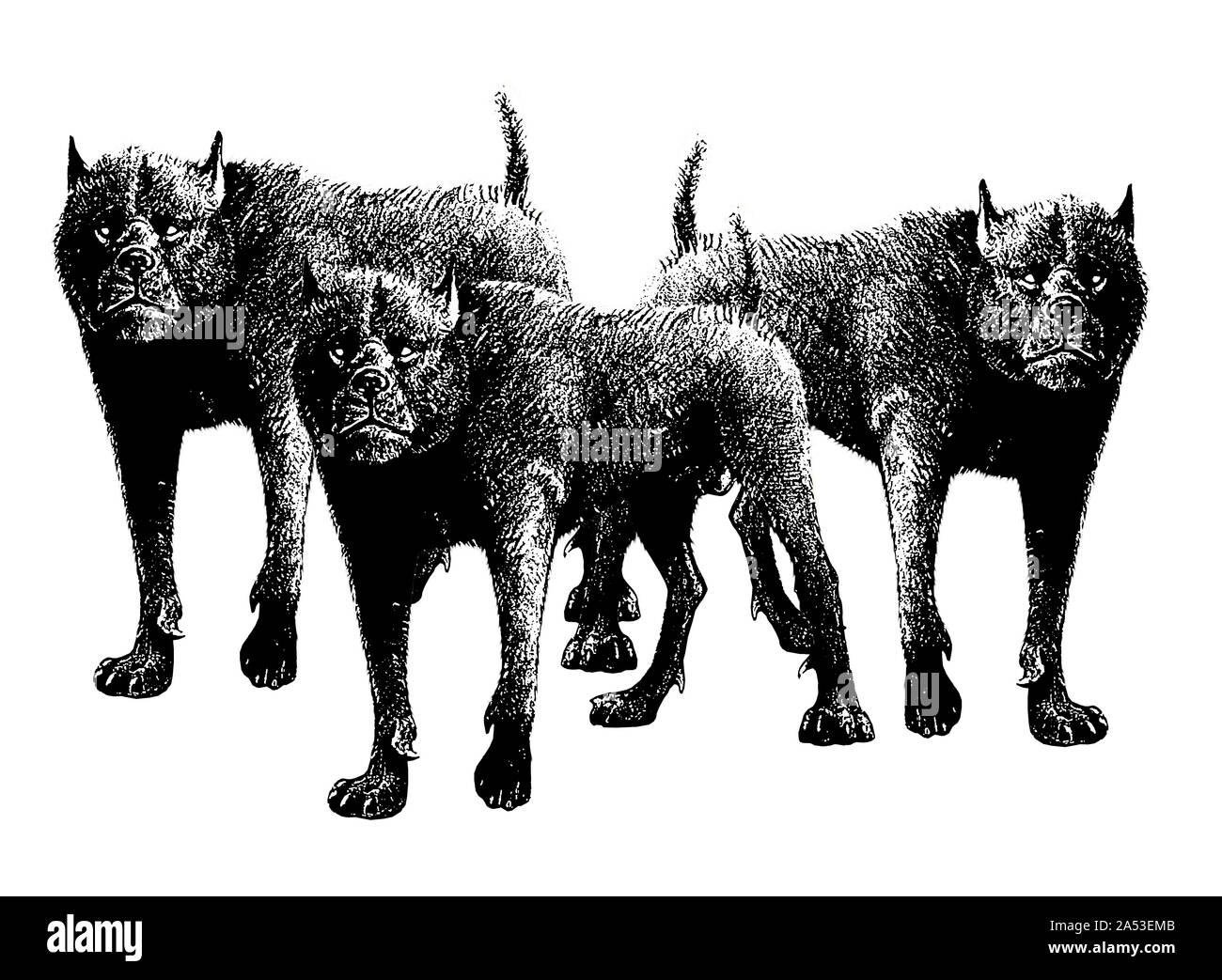 Monster cani illustrazione. Fantasy hound disegno. Foto Stock