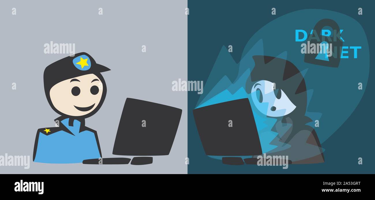 Darknet lock hacker poliziotto computer luce blu  Da jziprian Illustrazione Vettoriale