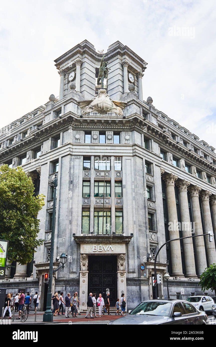 Il Banco Bilbao Vizcaya Argentaria (BBVA) sede a Bilbao Spagna, la seconda più grande banca in Spagna dopo Santander Foto Stock