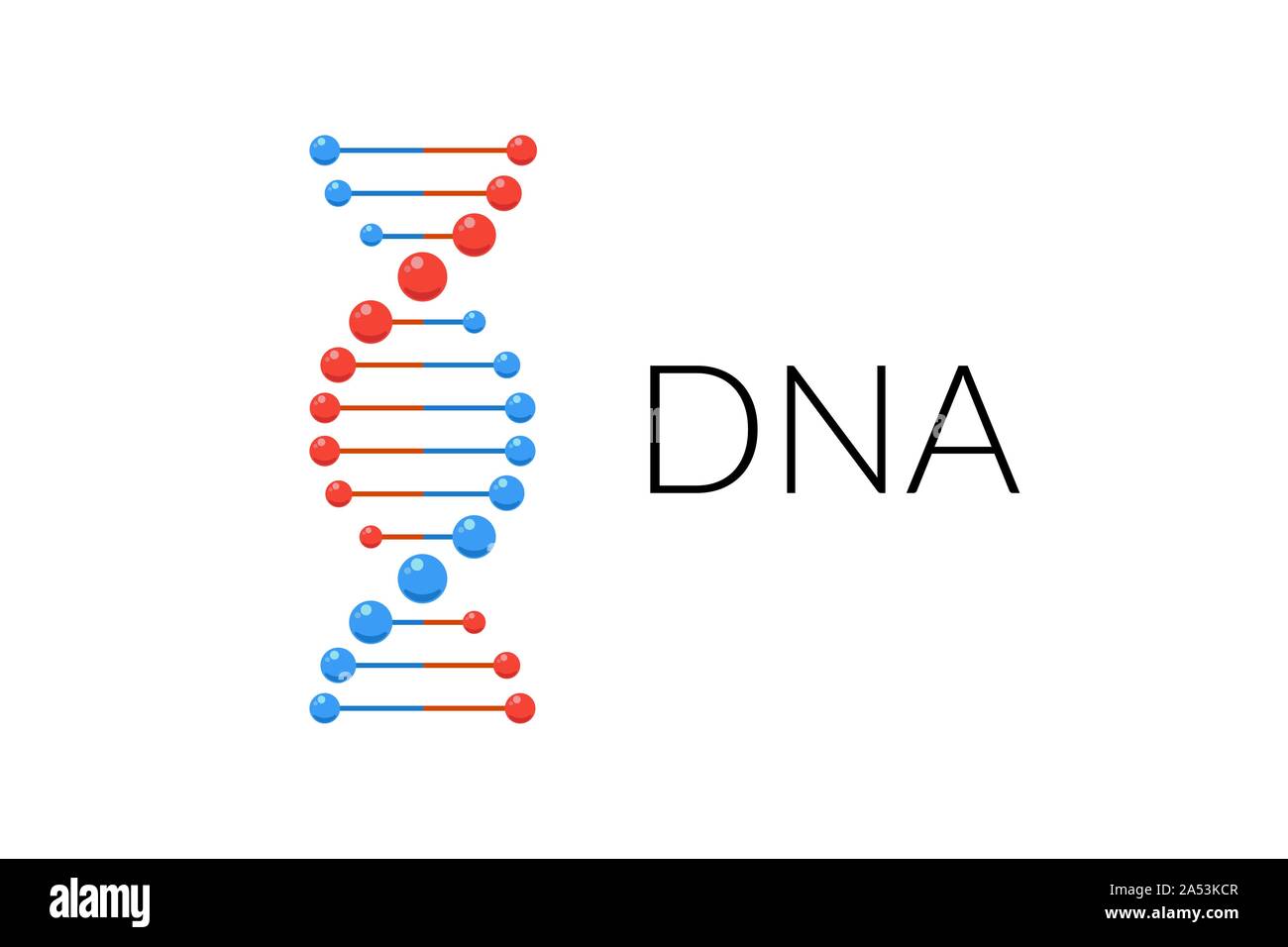 Il DNA isolato a spirale. Vettore di acido desossiribonucleico di parte del gene. Moderno e semplice genetica microbiologica elemento helix struttura su sfondo bianco Illustrazione Vettoriale