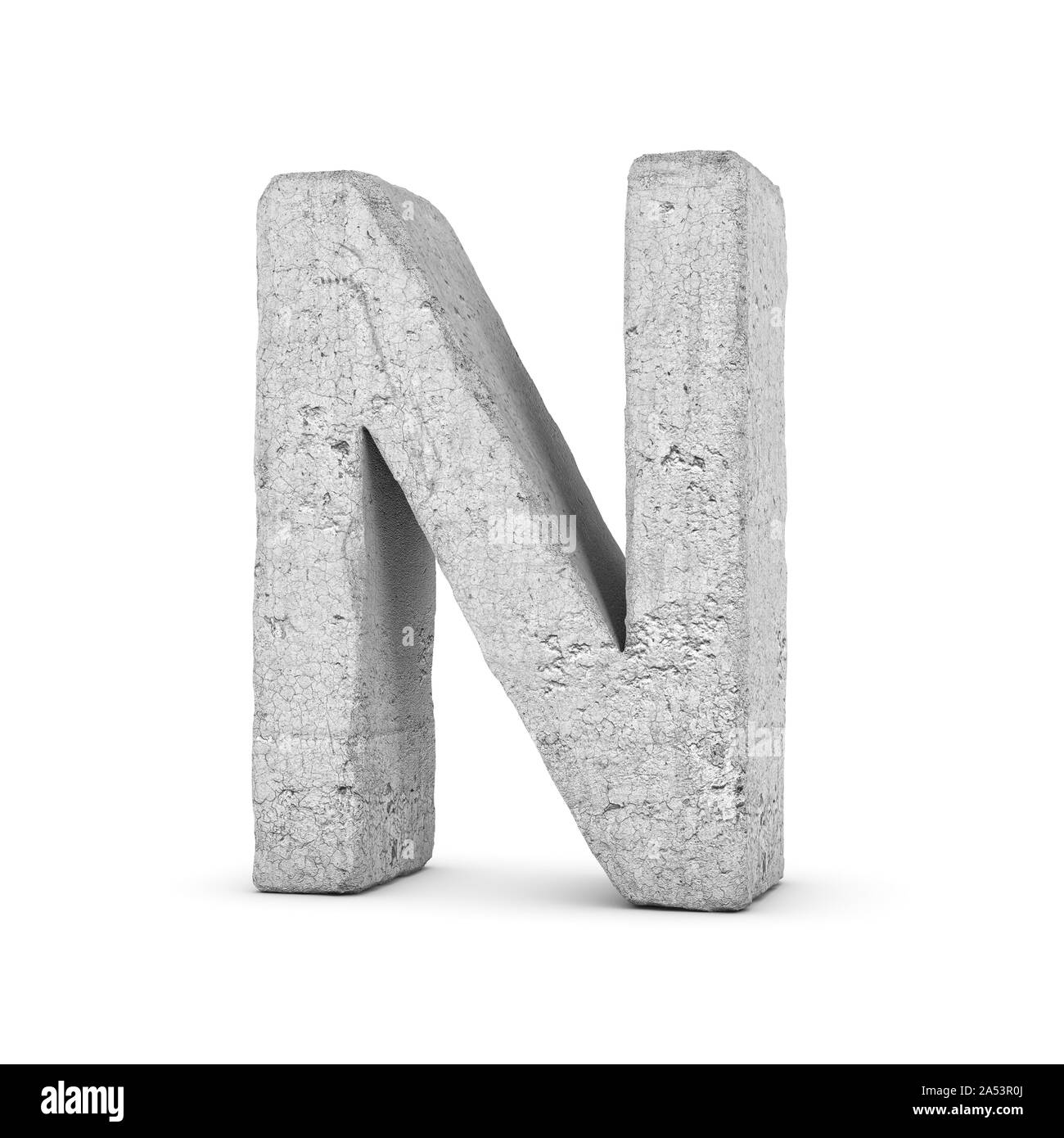 3D calcestruzzo lettera N isolati su sfondo bianco Foto Stock