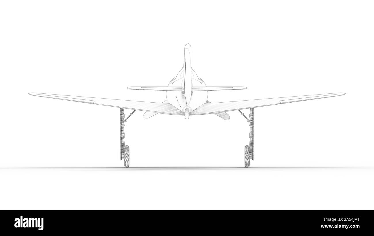 Illustrazione di linea di una guerra mondiale 2 fighter aereo isolato in uno sfondo bianco Foto Stock Illustrazione di linea di una guerra mondiale 2 fighter aereo isolato in uno sfondo bianco Foto Stock