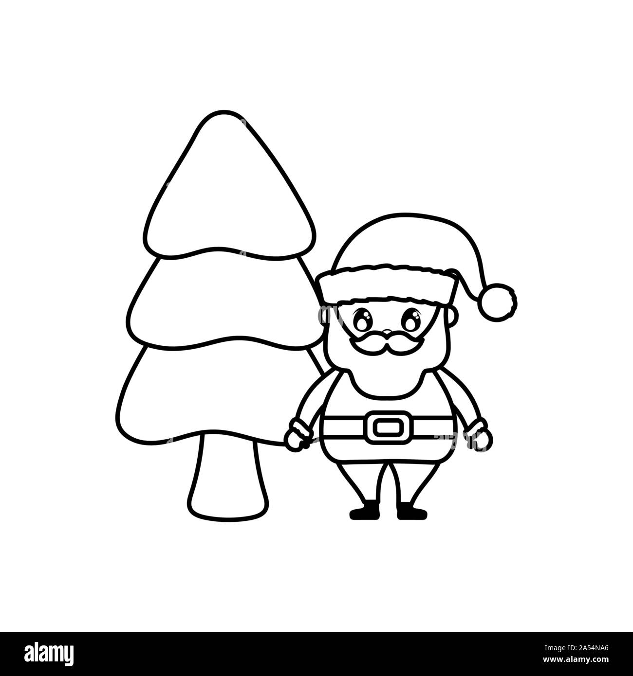 Babbo Natale con alberi di natale su sfondo bianco illustrazione vettoriale design Illustrazione Vettoriale