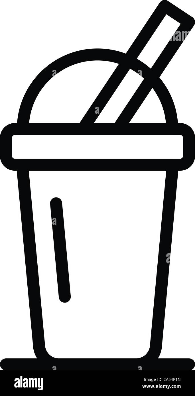 In plastica trasparente tazza di icona di stile di contorno Illustrazione Vettoriale